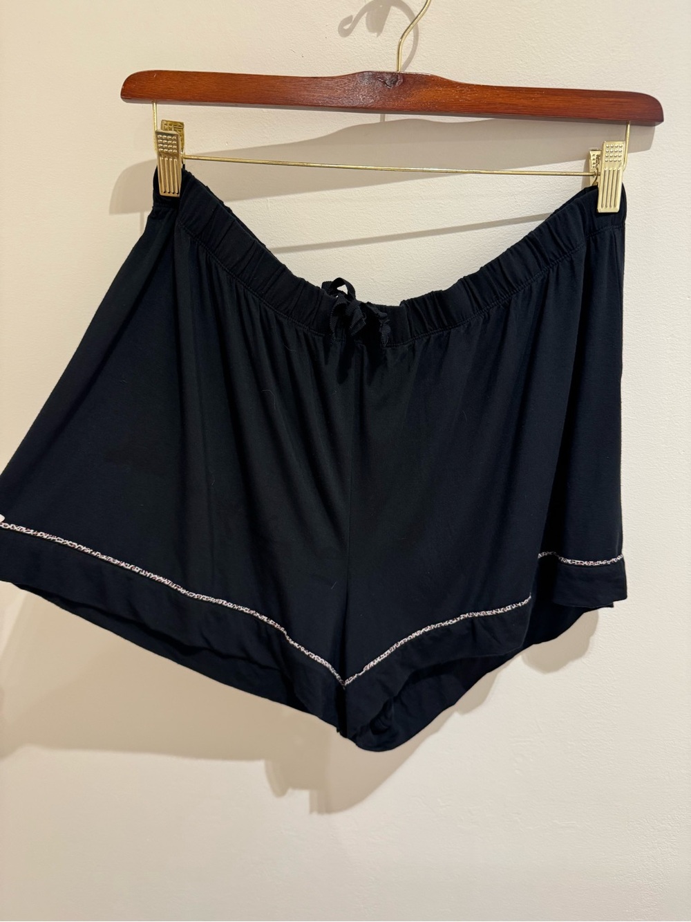 Victoria's Secret Black Sleep Shorts with Leopard Contrast Trim